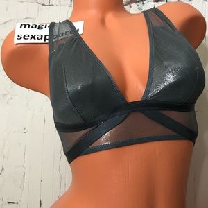 VS M L PADDED SHINE MESH BRALETTE STRAPPY CAGED